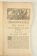 Photo 1 : ORDONNANCE DU ROI concernant l'Habillement de ses régimens de Dragons. Du 9 avril 1757. 4 pages