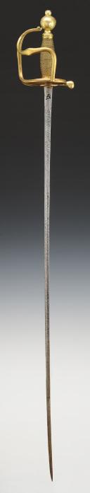 Photo 2 : SABRE D'OFFICIER DE GRENADIER D'INFANTERIE OU DE DRAGON, modèle de 1750, Ancienne Monarchie, règne de Louis XV, vers 1770. 34673