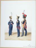 1828. Artillerie à Pied. Adjudant-Major, Adjudant Sous-Officier, Tambour-Major.