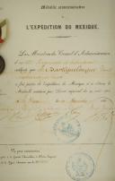Photo 3 : MÉDAILLE COMMÉMORATIVE DE LA CAMPAGNE DU MEXIQUE, signée « BARRE », créée en 1863, Second Empire.