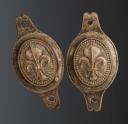 PAIRE DE BOSSETTES POUR MORS D'OFFICIERS DE LA GARDE NATIONALE, Restauration. 29235-2