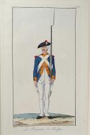 Photo 1 : Nicolas Hoffmann, Régiment d'Infanterie (Naussau), au règlement de 1786.