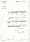 Nomination de porte-aigle. NOMINATION DU SIEUR BAUDE 2e PORTE-AIGLE DU 7ème RÉGIMENT D'INFANTERIE DE LIGNE, 31 juillet 1811.