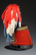 SHAKO D'OFFICIER D'ÉTAT-MAJOR DU 1er RÉGIMENT DE CHASSEURS À CHEVAL, modèle 1848, Deuxième République, Présidence de Louis-Napoléon Bonaparte. 27001