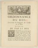Photo 1 : ORDONNANCE DU ROI, concernant la Compagnie des Gardes de la Porte. Du 8 avril 1779. 6 pages