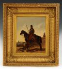 LOUIS PATERNOSTRE - HORSE CHASSEUR IN CAMPAIGN UNIFORM: Oil on wood, Second Empire. 27744