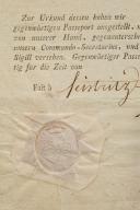 Photo 2 : PASSPORT SIGNED BY THE PRINCE DE CONDÉ, GRANTED TO MR. DE BIOTIÈRE DE CHASSINCOURT, Feistritz on March 28, 1801. 18913-26