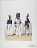 1830. Garde Royale. Infanterie (2e Régiment). Sergent de Fusiliers, Caporal-Sapeur, Sergent-Major de grenadiers.