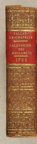 Photo 2 : VALLAT-LA-CHAPELLE. CALENDRIER DES RÈGLEMENTS ou notices des édits, déclarations,.. 1765.