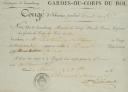 Photo 2 : ABSENCE LEAVE OF A BODYGUARD OF THE KING OF THE COMPANY OF LUXEMBOURG, Restoration (1814). 29861