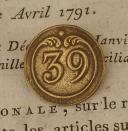 BUTTON FOR THE 39th INFANTRY REGIMENT, First Empire. 20737-7