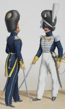 Photo 2 : 1830. Garde Royale. Infanterie (3e Régiment). Officier de grenadiers, Officiers de Voltigeurs, Clairon de Voltigeurs.