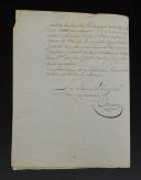 Photo 2 : Dalmatian Army. 60th Line Regiment. Letter from Captain Charrier to the mayor of the municipality of La Côte St André (Isère) to inform him of the desire to marry Louis GARNIER, rifleman in the said regiment, with Anne Marie Chiabotto, Ragusa on September 26, 1807. 18909-7.