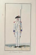 Photo 1 : Nicolas Hoffmann, Régiment d'Infanterie (Agénois) au règlement de 1786.