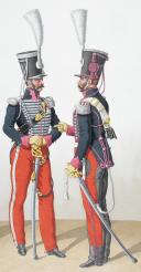 Photo 2 : 1824. Chasseurs à Cheval. Trompette, Chef d'Escadron, Adjudant Sous-Officier (19e Régiment - de la somme).