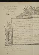 Photo 2 : Garde des Consuls. CONGÉ  DÉLIVRÉ AU CITOYEN LAURENT LINK, tambour major des Grenadiers,  POUR ENTRER AUX INVALIDES EN QUALITÉ DE LIEUTENANT, 25 pluviôse an 8 (14 février 1800). 18907-12