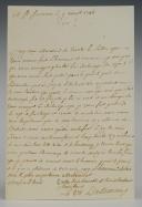 Santé militaire. Lettre faisant état de la situation sanitaire au régiment de Saintonges et à Rochefort, août 1786. 18905-7