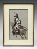 Photo 2 : ROUSSELOT LUCIEN : Cuirassier Premier Empire : Étude originale, gouache sur carton, XXème siècle. 29408