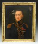 Huile sur toile : PORTRAIT DE JACQUES JOSEPH LÉONARD DE JUVIGNY (1790-1820), maréchal de camp, Restauration.