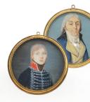 GARDE D'HONNEUR ET SON PÈRE, Premier Empire : double portrait miniature. 29896