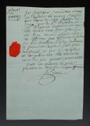 Quesnoy Square. 75th Line Infantry Regiment. CERTIFICATE OF GOOD ORDER AND DISCIPLINE ON THE SQUARE, signed by Cornu (?), commanding officer of the Quesnoy Square, September 2, 1805. 18909-10