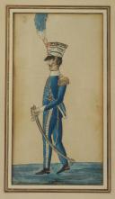 Photo 3 : ROYAUME DE NAPLES ET DES DEUX SICILES : Réunion de trois gouaches représentant des officiers de l'Armée Napolitaine, 1805-1814, Premier Empire.
