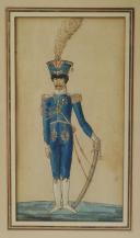 Photo 4 : ROYAUME DE NAPLES ET DES DEUX SICILES : Réunion de trois gouaches représentant des officiers de l'Armée Napolitaine, 1805-1814, Premier Empire.