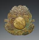 PLAQUE DE CASQUE DE SAPEURS-POMPIERS type 1885 dit « campagnard », Troisième République. 25375-38