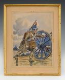 PIERRE BENIGNI - GRENADIER D'INFANTERIE EN TENUE DE CAMPAGNE PREMIER EMPIRE : dessin aquarellé, Début XXème siècle. 32902