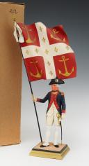 GEORGES FOUILLÉ, peintre de la Marine (1909-1994) : PORTE-DRAPEAU D'INFANTERIE AU RÉGLEMENT DE 1780 DU RÉGIMENT DE BORDEAUX, XXème siècle. 33367