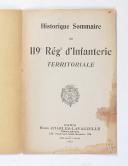 Photo 2 : Historique sommaire du 119ème Régiment d’Infanterie territoriale –