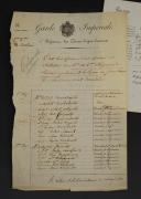 Photo 2 : Garde Impériale. CHEVAU-LÉGERS LANCIERS. Deux documents : Bon de réception de 75 francs pour la pension du Sieur LELEU, Vélite, pour le trimestre de janvier 1814, 3 février 1814 ; État des officiers, sous-officiers et soldats des 1er et 2ème régiment de Lanciers Polonais de la Ligne en faveur desquels des récompenses ont été demandées, 1er avril 1814. 18907-15