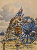 Photo 2 : PIERRE BENIGNI - GRENADIER D'INFANTERIE EN TENUE DE CAMPAGNE PREMIER EMPIRE : dessin aquarellé, Début XXème siècle. 32902