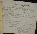 Photo 3 : Garde Impériale. CHEVAU-LÉGERS LANCIERS. Deux documents : Bon de réception de 75 francs pour la pension du Sieur LELEU, Vélite, pour le trimestre de janvier 1814, 3 février 1814 ; État des officiers, sous-officiers et soldats des 1er et 2ème régiment de Lanciers Polonais de la Ligne en faveur desquels des récompenses ont été demandées, 1er avril 1814. 18907-15