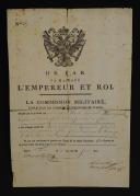 Prisoner of War Exchange. Campaign in Italy. CERTIFICATE FROM THE MILITARY COMMISSION REGARDING THE EXCHANGE OF CAPTAIN STAFF OFFICER MORICE GARDANNE FOR CAPTAIN JOSICH, CAPTAIN OF THE JELLACHICH REGIMENT. Turin, January 30, 1800. 18910-24