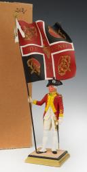 GEORGES FOUILLÉ, peintre de la Marine (1909-1994) : PORTE-DRAPEAU D'INFANTERIE AU RÉGLEMENT DE 1780 DU RÉGIMENT DE DILLON, XXème siècle. 33368