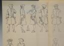 ROUSSELOT LUCIEN : Lot de quatre esquisses représentant des soldats de l'Ancienne Monarchie, XXème siècle. 29412