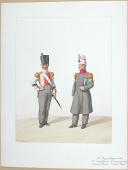 1820. Légions Départentales. Caporal de Voltigeurs (24e Légion - de la Drôme), Fourrier de Voltigeurs (45e Légion - du lot et Garonne).