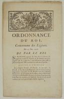 Photo 1 : ORDONNANCE DU ROI, concernant les Légions. Du 25 mars 1776. 12 pages