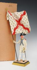 GEORGES FOUILLÉ, peintre de la Marine (1909-1994) : PORTE-DRAPEAU D'INFANTERIE AU RÉGLEMENT DE 1780 DU RÉGIMENT DE BOURGOGNE, XXème siècle. 33370