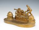 Photo 2 : « GLOIRE AU 75 », H. FUGÈRE : encrier en bronze doré. Première Guerre Mondiale. 27278
