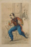 FRANCE 1864 OFFICIERS DE SPAHIS : Caricature par DRANER, gravure en couleurs. Second Empire. 27076