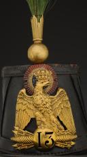 SHAKO D'OFFICIER DE FUSILIER DU 13ème RÉGIMENT D'INFANTERIE DE LIGNE, modèle 1860, Second Empire. 30835R