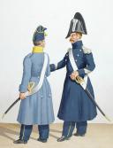 Photo 2 : 1828. Infanterie Légère. Lieutenant de Carabiniers, Tambour et Clairon de Chasseurs.