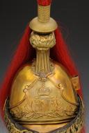 Photo 3 : CASQUE DE TROMPETTE DES DRAGONS DE LA GARDE IMPÉRIALE, modèle 1856, DIT « DRAGONS DE L'IMPÉRATRICE », Second Empire. 26907-1