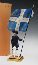 Photo 3 : GEORGES FOUILLÉ, peintre de la Marine (1909-1994) : PORTE-DRAPEAU D'INFANTERIE AU RÉGLEMENT DE 1780 DU RÉGIMENT DE SAINT MALO, XXème siècle. 33370