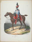 Photo 1 : BELLANGÉ - " Ligne, Officier de Hussards, 3ème Régiment " - Gravure - n° 53 - Restauration