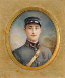 OFFICIER D'AVIATION EN TENUE BLEU HORIZON : Portrait miniature sur velin, Première Guerre Mondiale.