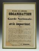 AFFICHE DE LA MAIRIE DE LIMOGES : ORGANISATION DE LA GARDE NATIONALE 1848.