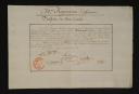52nd Infantry Regiment. CERTIFICATE OF GOOD CONDUCT AWARDED TO SERGEANT OF THE VOLTIGEURS NICOLAS RAIMBAULT, November 30, 1806. 18909-17.